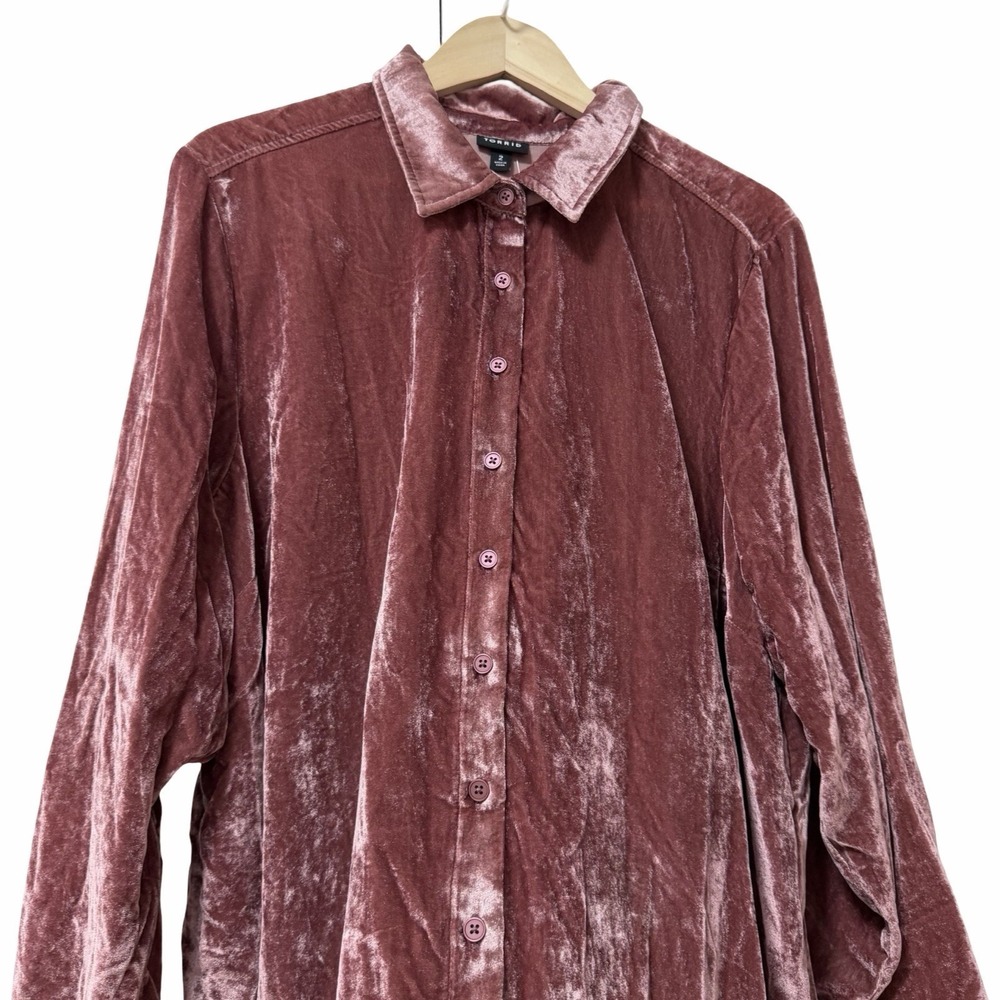 Torrid Lizzie Velvet Button Up Tunic Shirt Size 2X Wild Ginger Whimsigoth Fairy - Picture 4 of 7